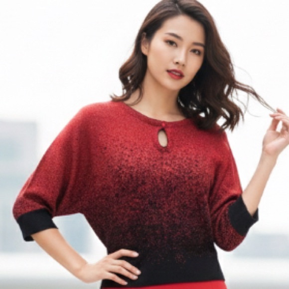 NY Collection Sweaters - NY Collection red & black sweater Top size XS